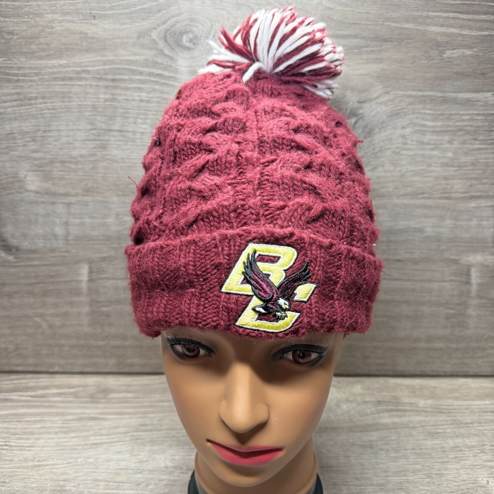 Boston College Eagles Knit Beanie Winter Hat Red Womens Fleece Lined Cuffed Warm